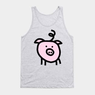 Cute Pink Pig Graphic Art Tank Top